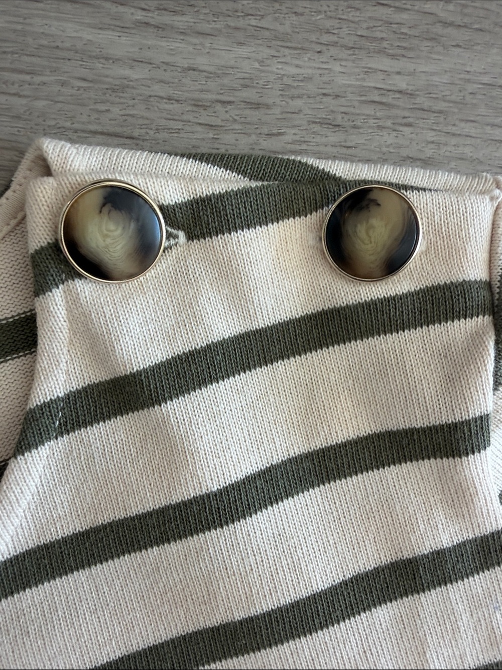 Sézane Cream and Olive Green Striped Knit Top - Picture 3 of 6